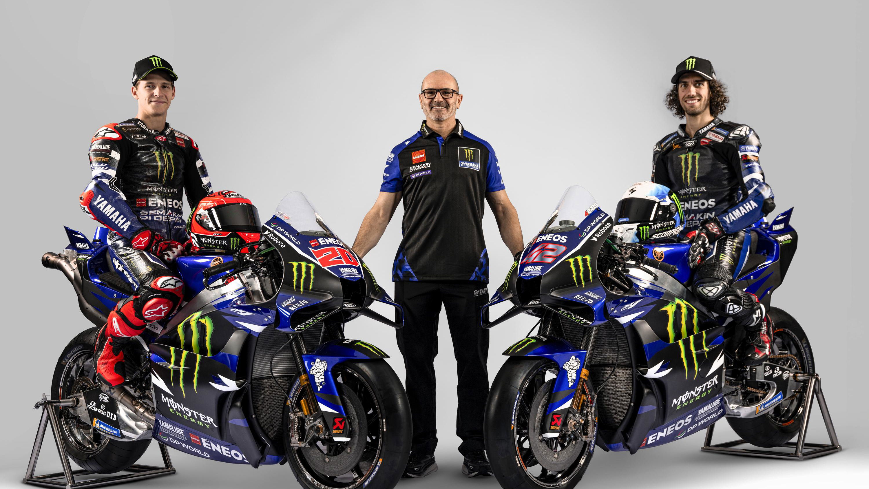 Quartararo, Meregalli, Rins, 2026 Yamaha MotoGP launch.