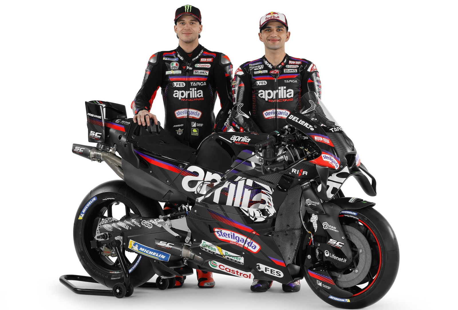 Jorge Martin, Marco Bezzecchi with 2026 Aprilia MotoGP livery.