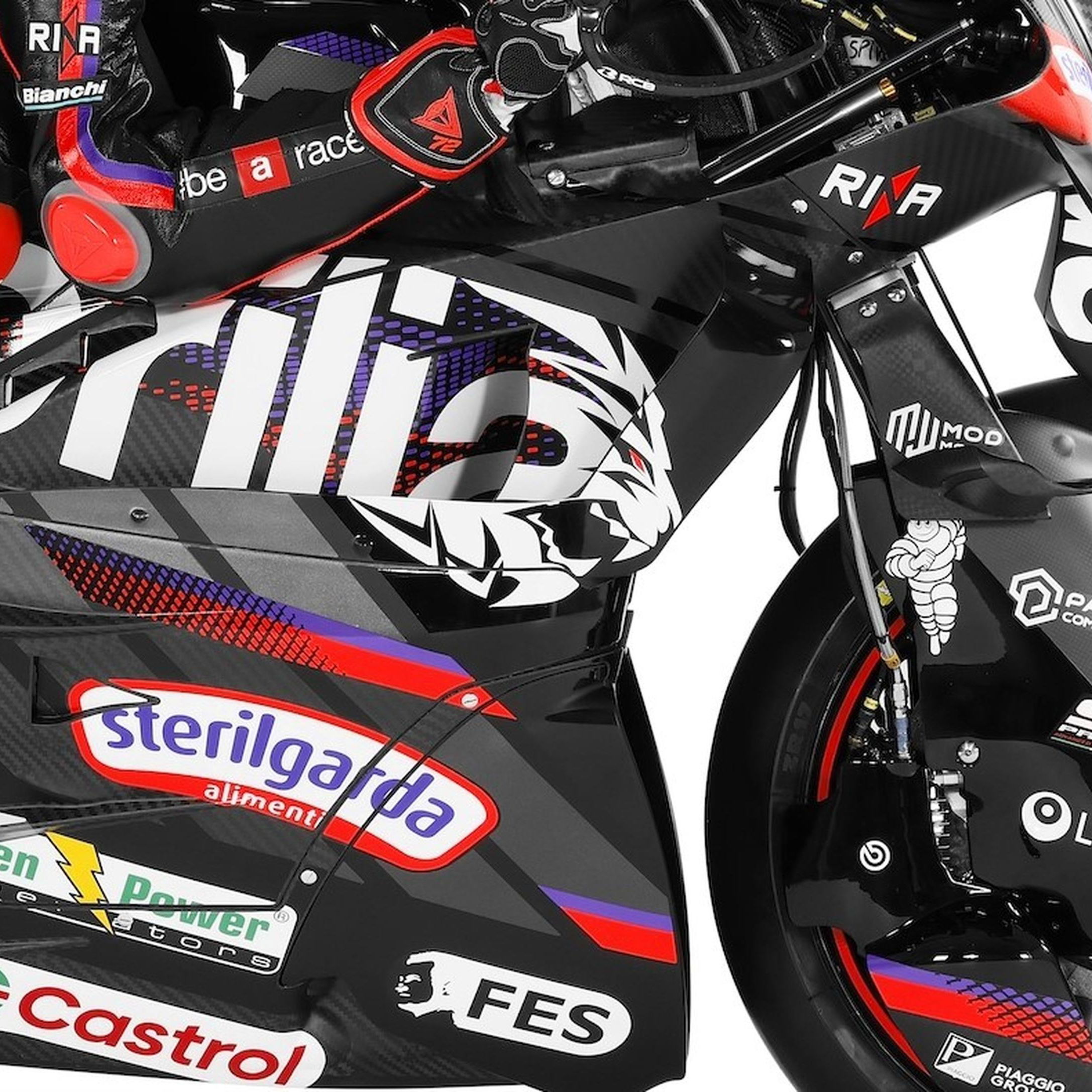 Aprilia's lion head logo on the side of the 2026 RS-GP.