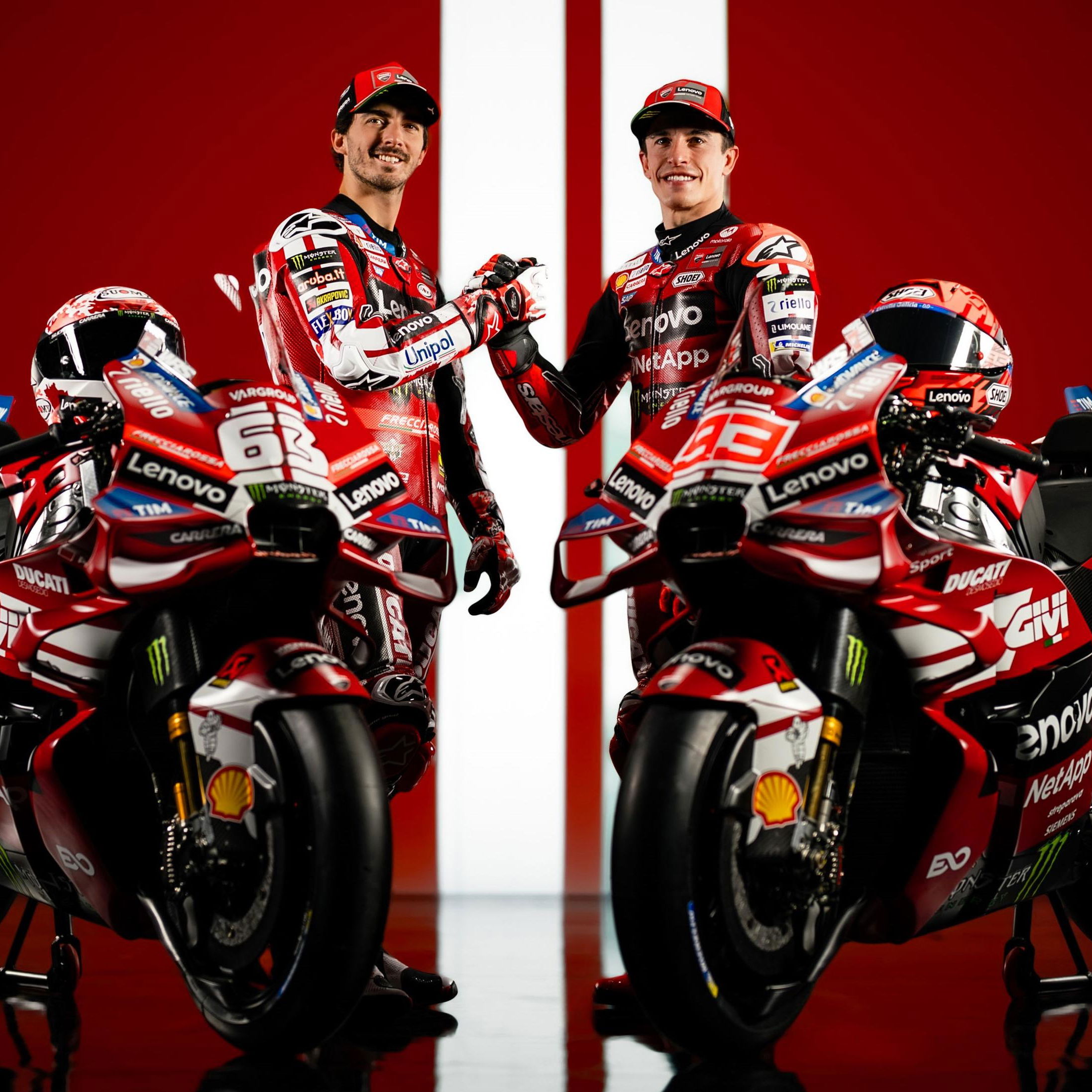 Francesco Bagnaia, Marc Marquez, 2026 Ducati MotoGP livery