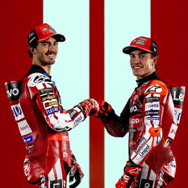 Francesco Bagnaia, Marc Marquez, 2026 Ducati launch.