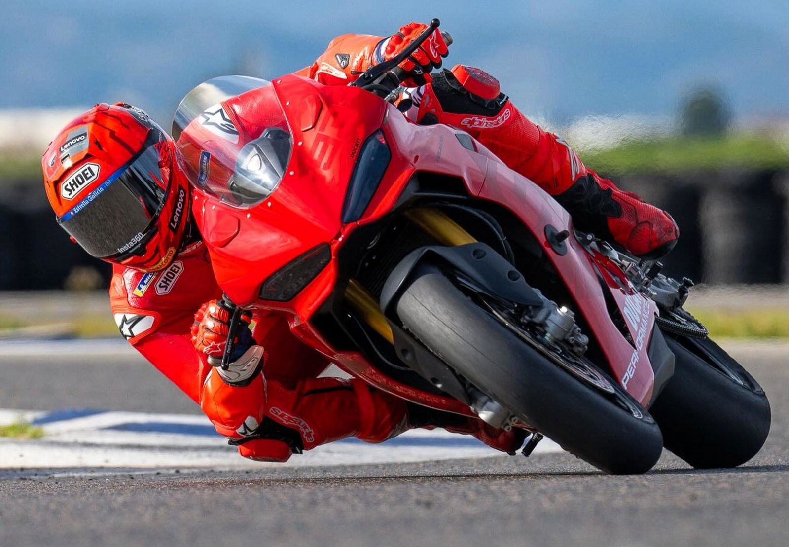 Marc Marquez training on a Panigale V2 at the Aspar Circuit in Valencia (pic: Instagram @MarcMarquez93)