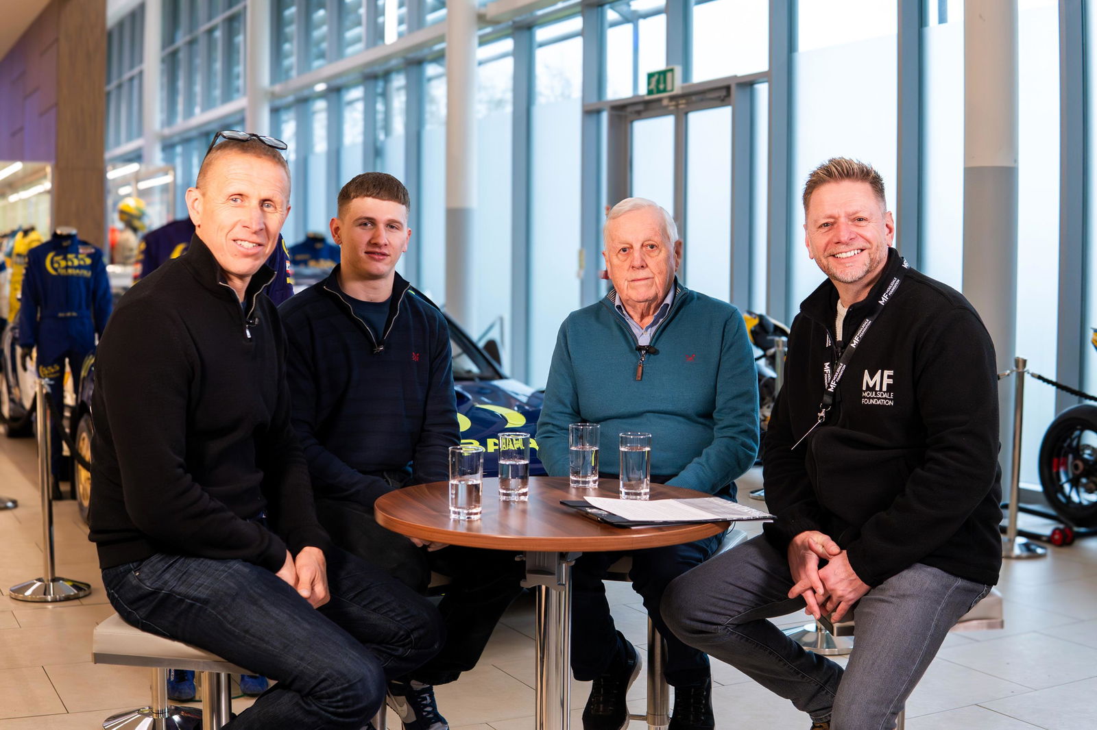 McRae family and event host by Dave Neal at at Moulsdale Foundation Classic and Performance Car Museum open day celebrating Colin's 1995 WRC title.