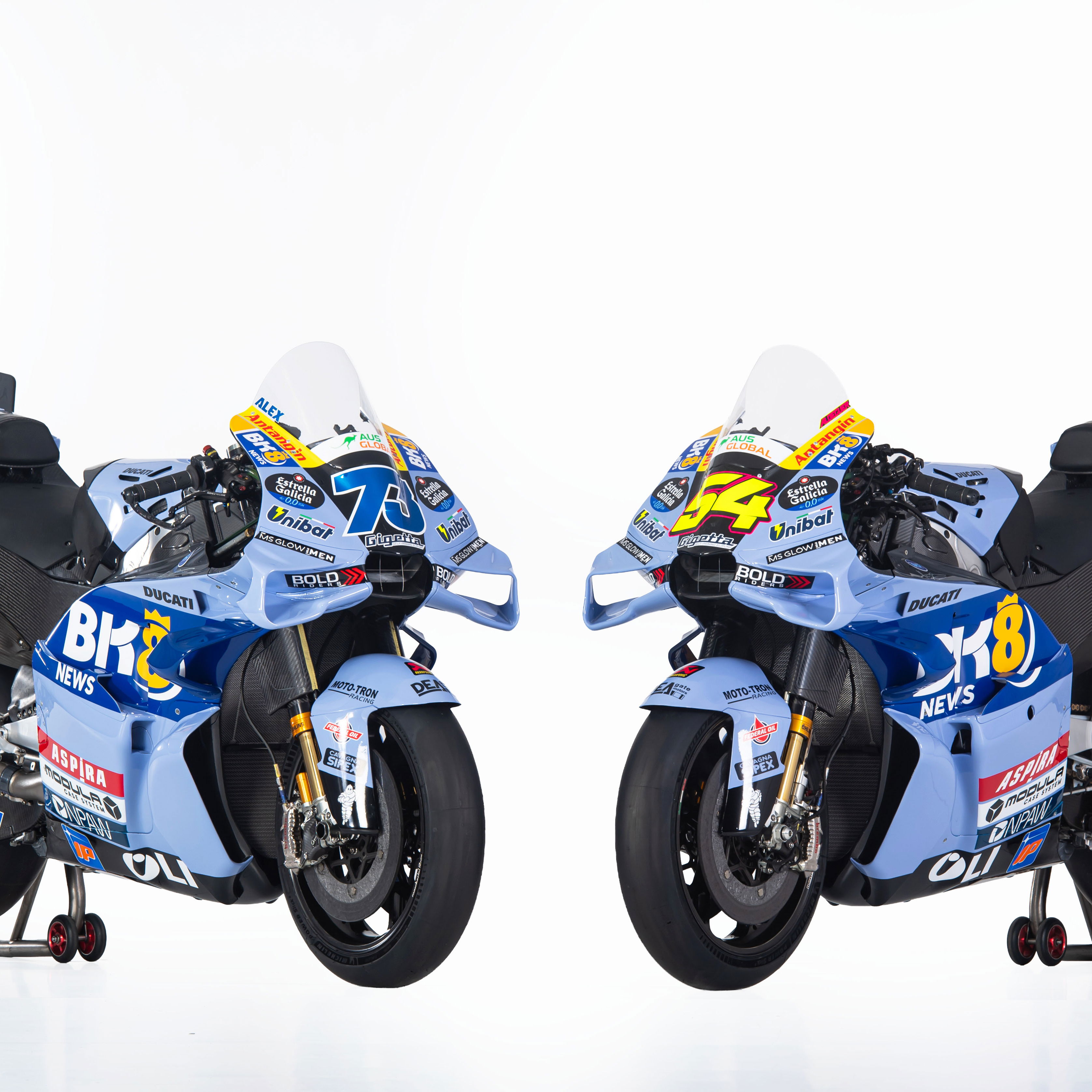Alex Marquez's and Fermin Aldeguer's 2026 Gresini Ducati MotoGP bikes. Credit: Gresini Racing.