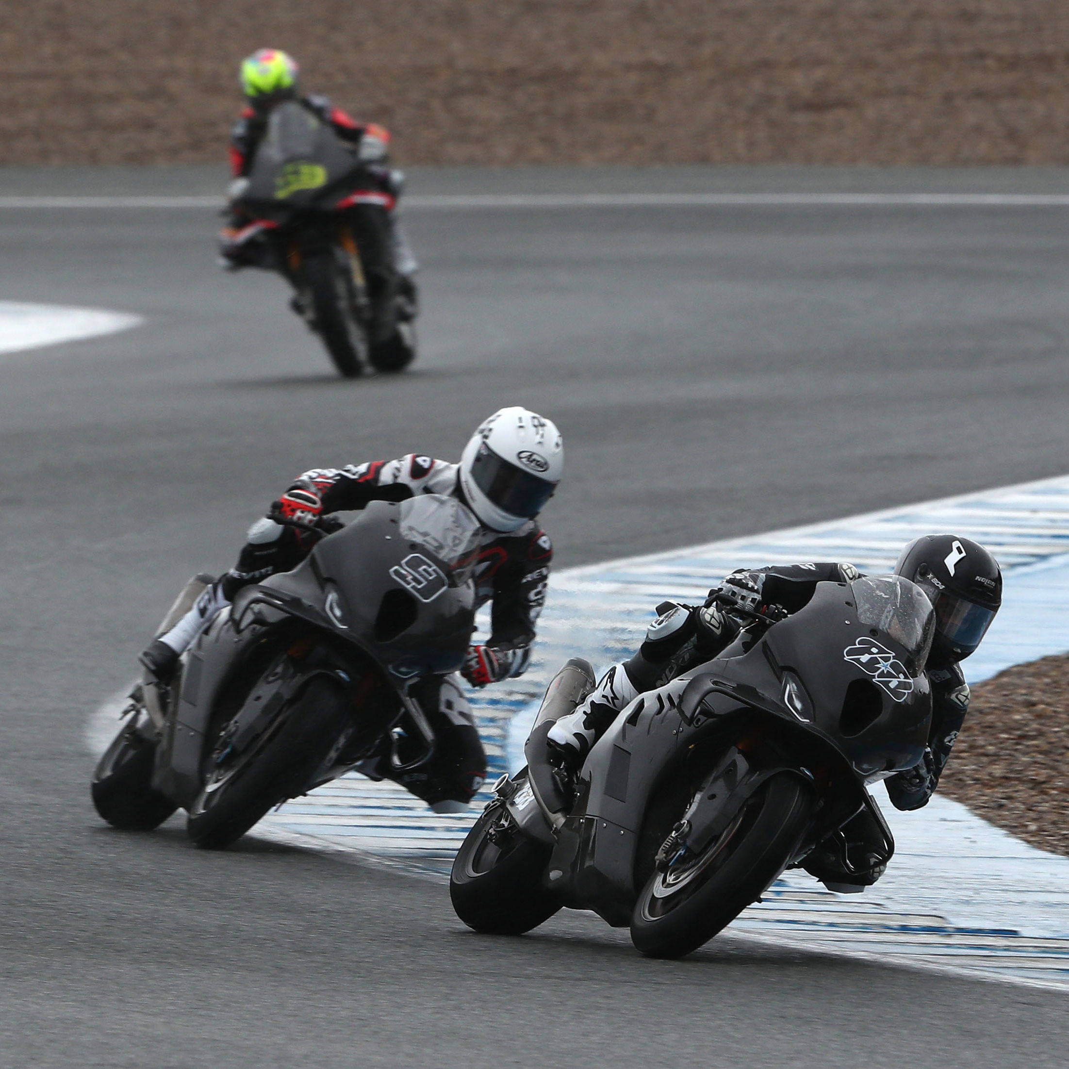 Miguel Oliveira, Danilo Petrucci, and Alvaro Bautista, January 2026 Jerez WorldSBK Test. Credit: Gold and Goose.