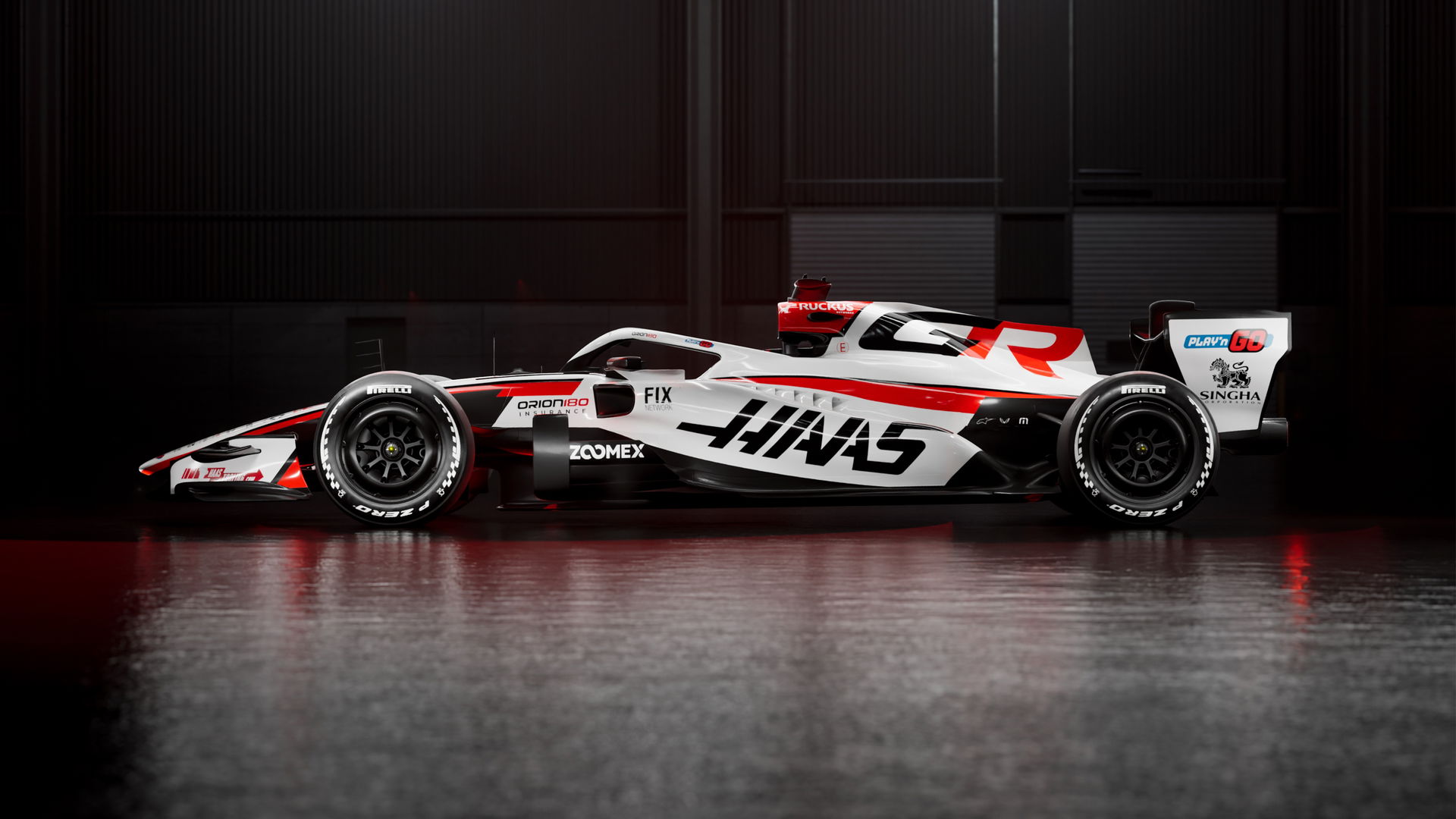 Representación lateral del auto Haas F1 2026