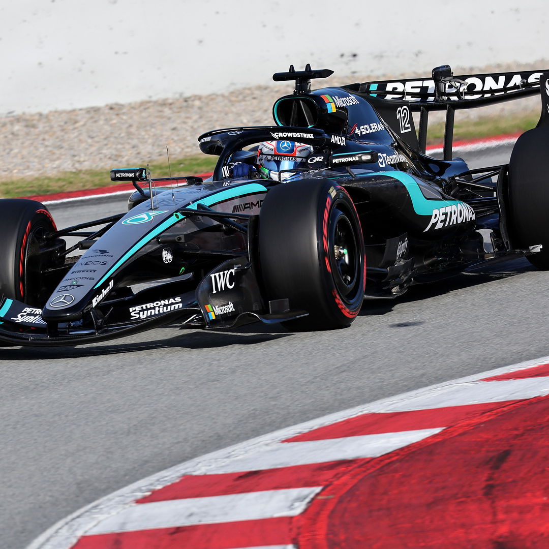 Mercedes' W17 challenger on track in Barcelona 