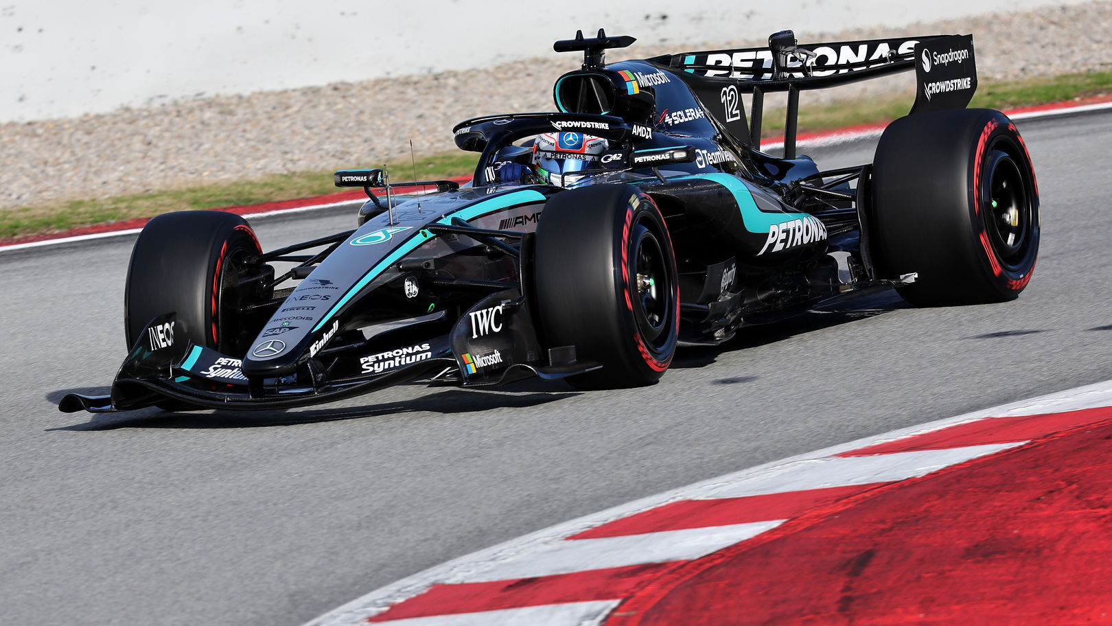 Mercedes' W17 challenger on track in Barcelona 