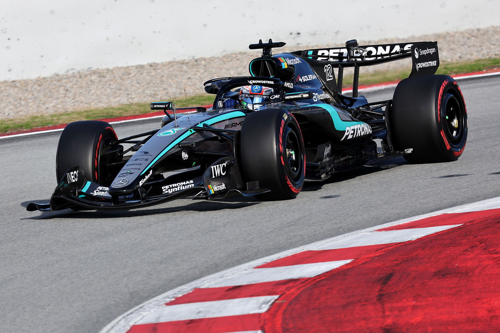 Mercedes' W17 challenger on track in Barcelona 