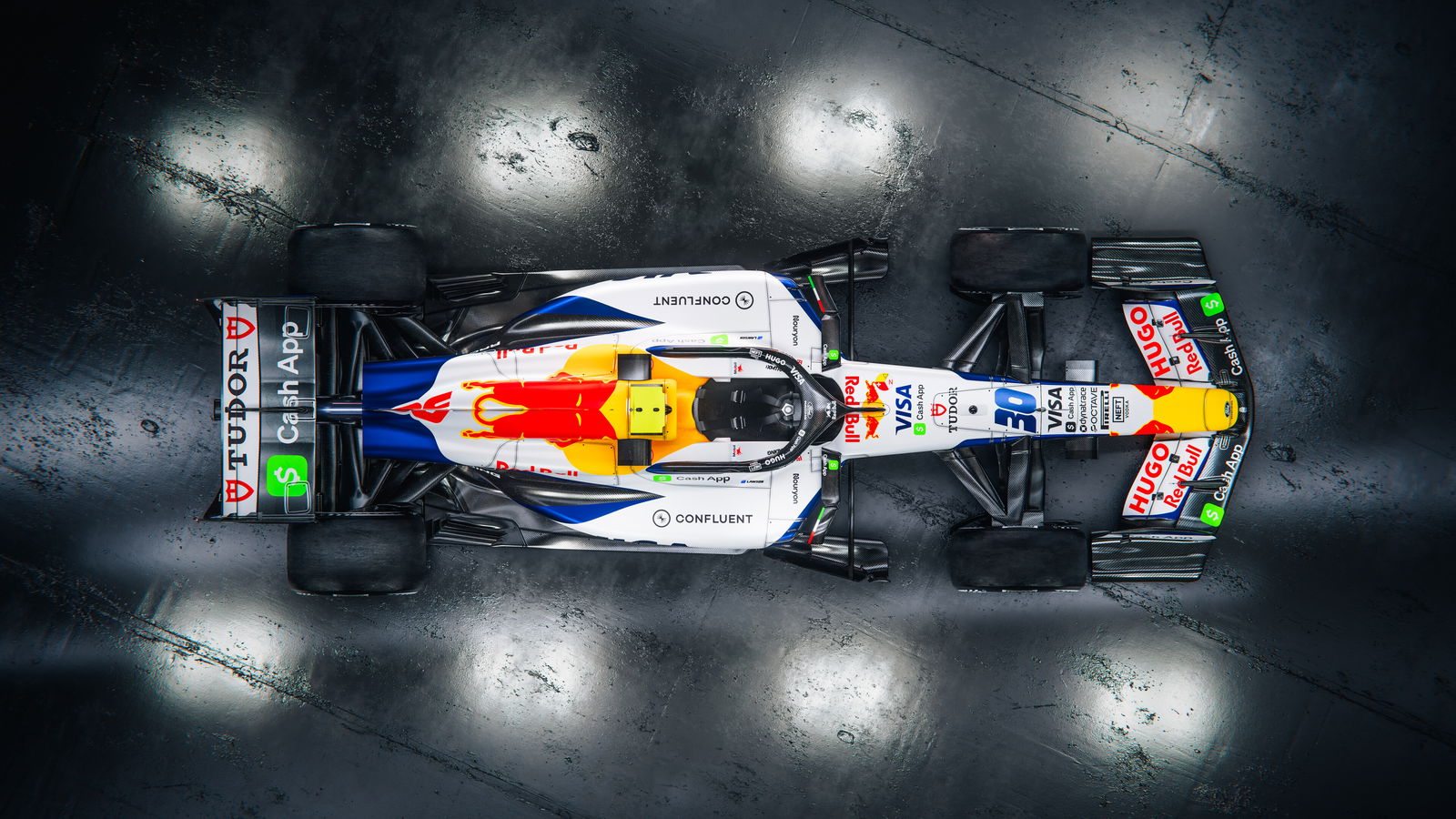 An overhead shot of the new Racing Bulls livery