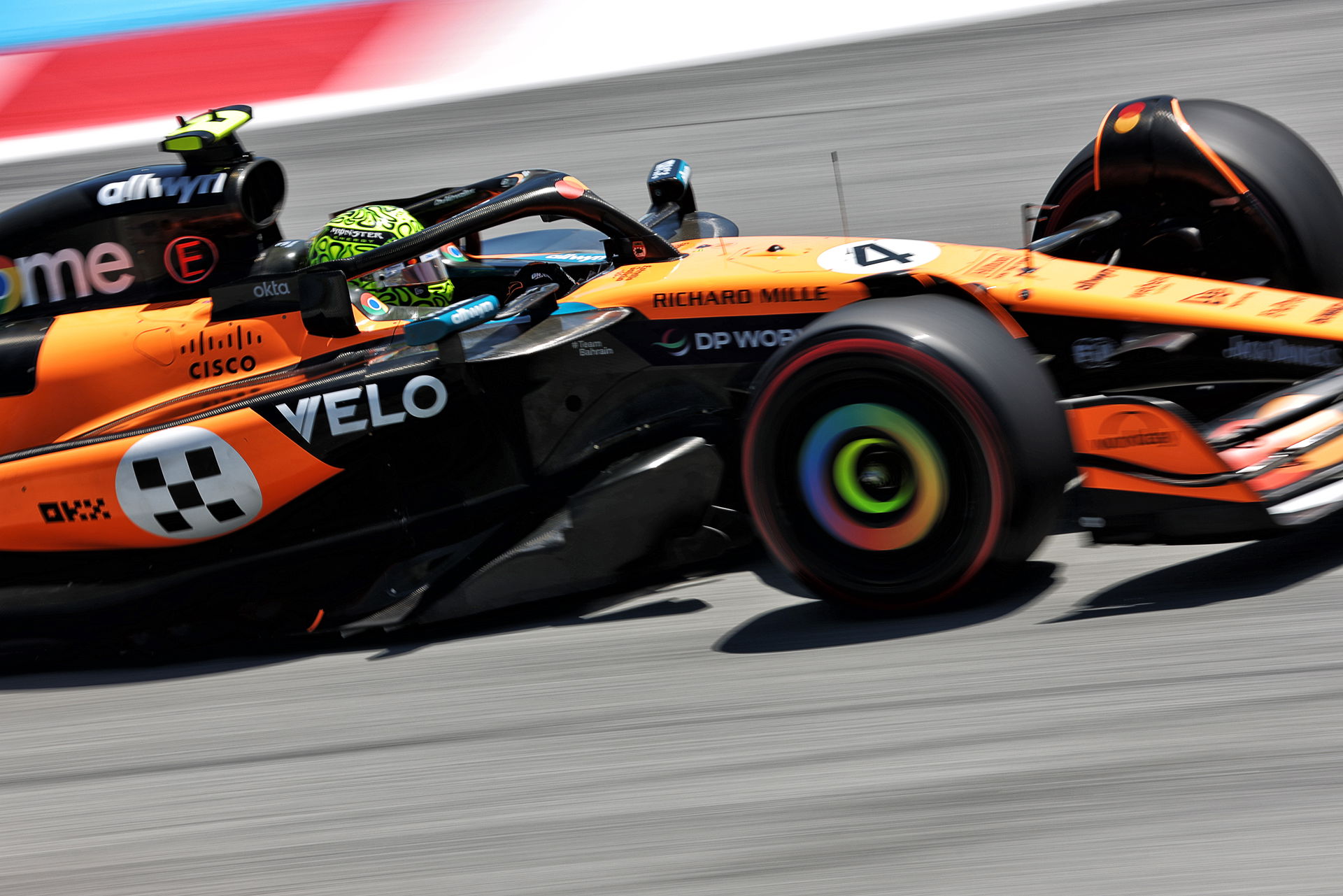 Norris on the track at the Barcelona-Catalunya circuit