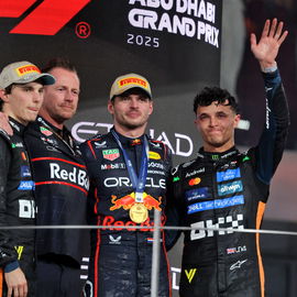 Lando Norris, Max Verstappen and Oscar Piastri at the 2025 Abu Dhabi Grand Prix