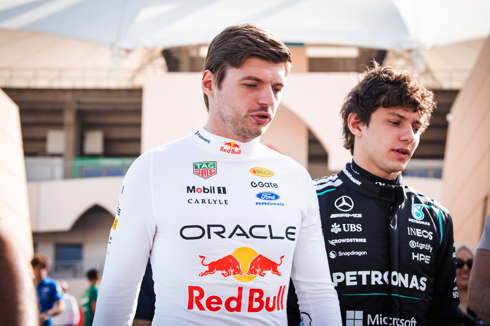 Max Verstappen and Mercedes' Kimi Antonelli