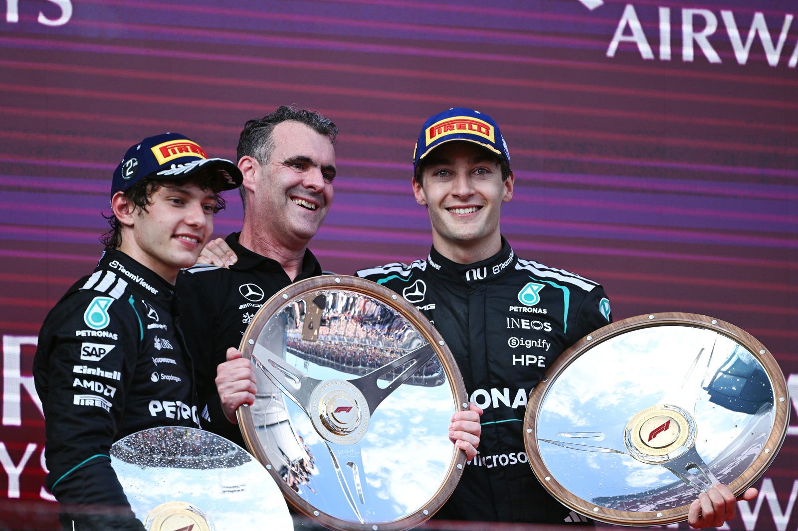 Mercedes celebrates a perfect start to the 2026 season.