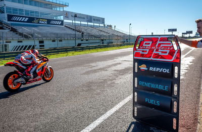 Marc Marquez tries 2024 spec 40% non fossil fuel