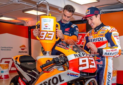 Marc Marquez tries 2024 spec 40% non fossil fuel