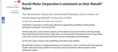 Suzuki statement MotoGP.com