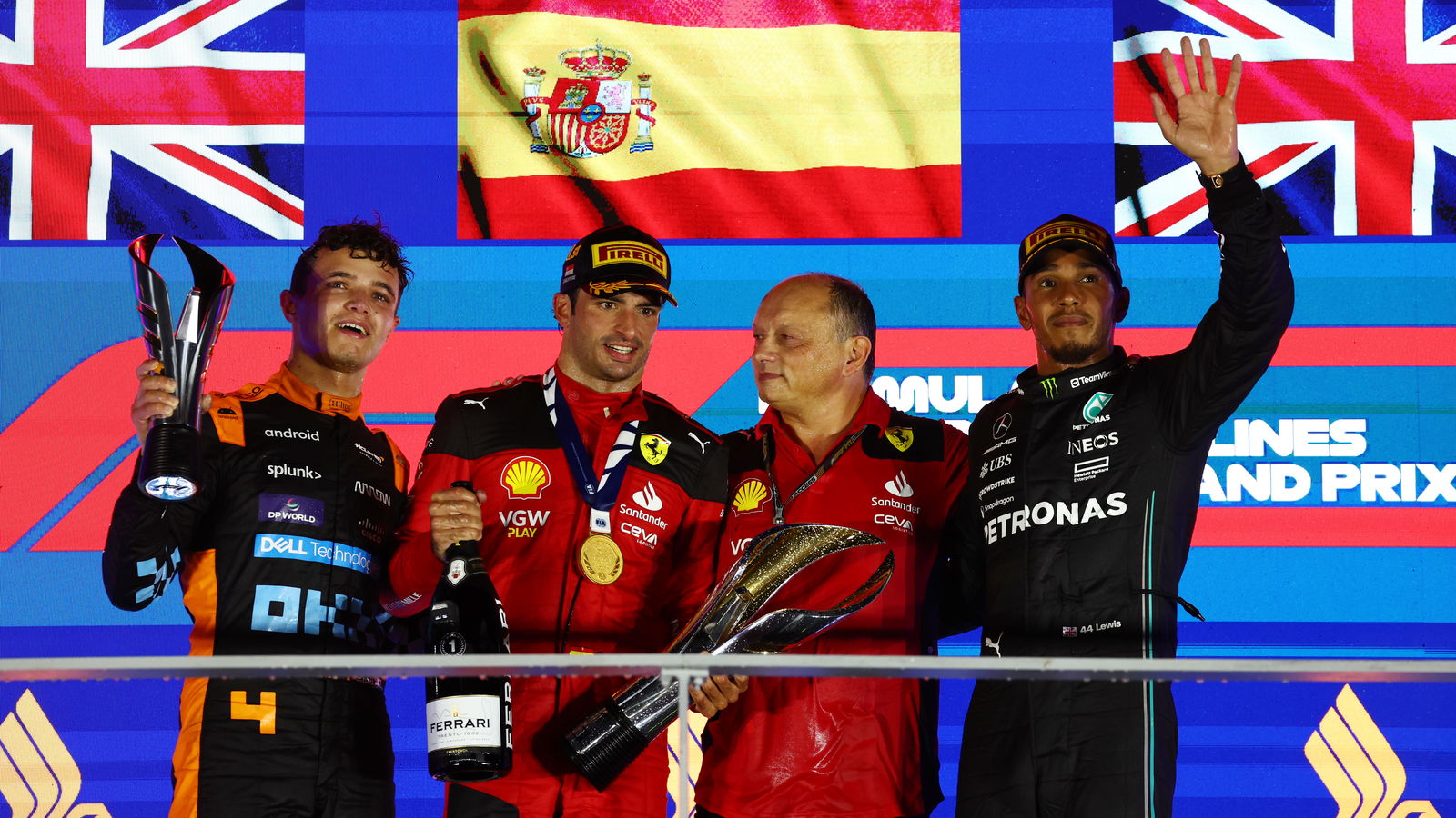 What did Sainz, Norris and Hamilton say in the cooldown room at F1 Singapore GP?