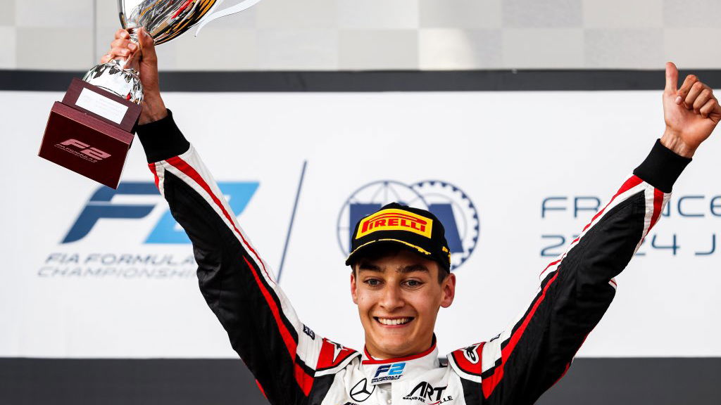 Mercedes F1 junior Russell victorious in wet-dry F2 feature race