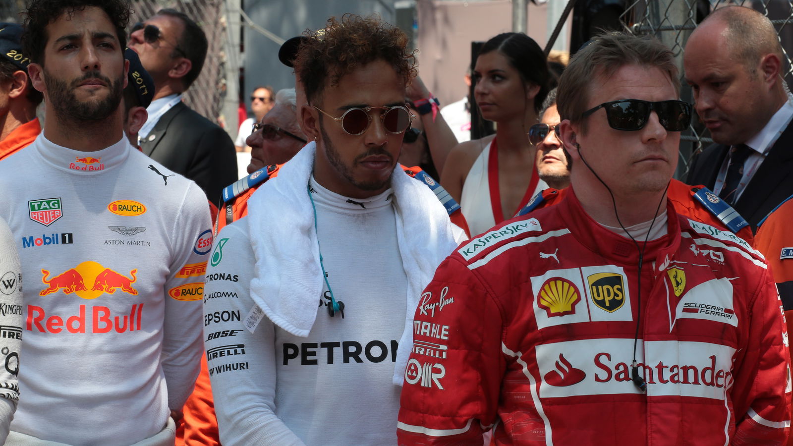 Lewis Hamilton, Kimi Raikkonen, Daniel Ricciardo,