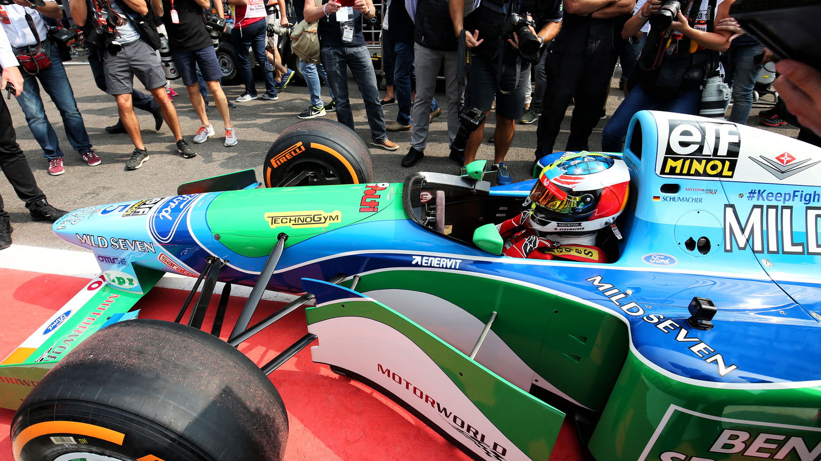 Mick Schumacher completes Spa demo run in father’s title-winning Benetton