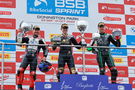 Vickers, 2023, Donington Park, Yamaha, win, BSB, Sprint, Showdown, podium Haslam, Mossey