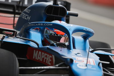 Ocon at the wheel as Alpine A521 F1 car makes track debut at Silverstone