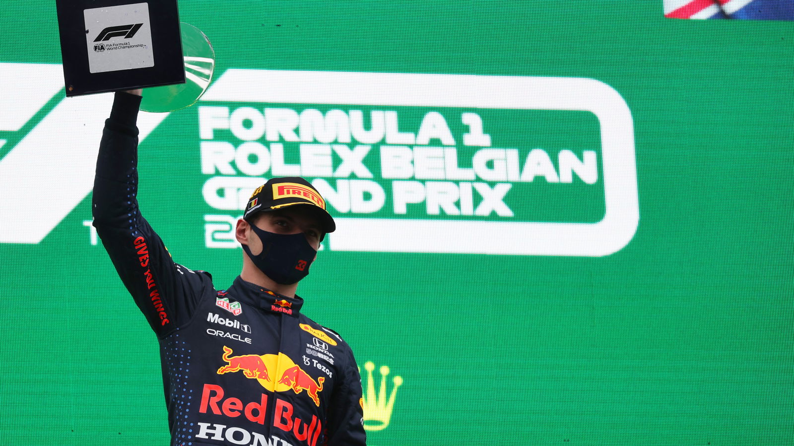 Verstappen wins two-lap Belgian GP as Russell gets first F1 podium