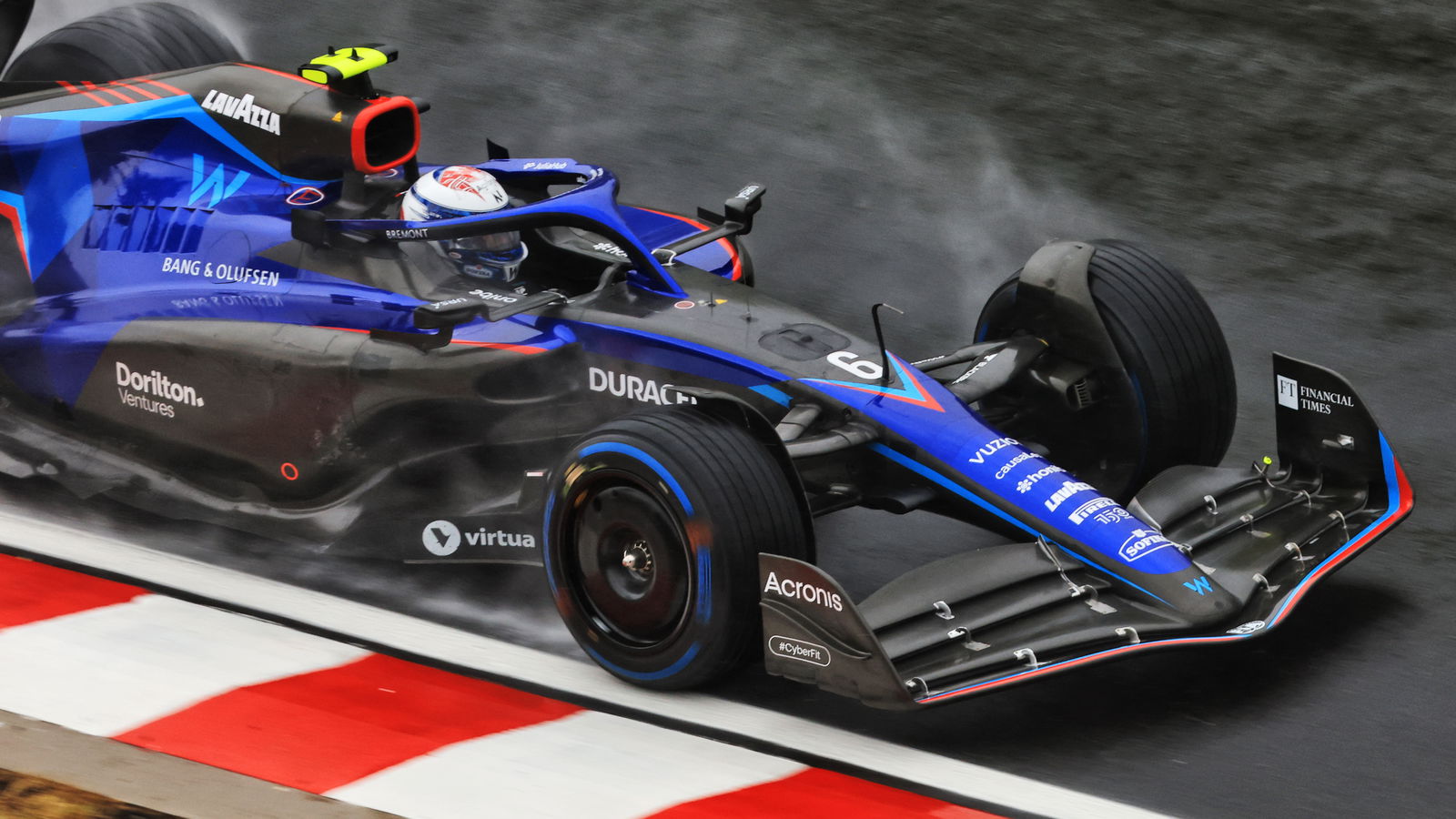 Latifi 0.6s clear of Leclerc in wet final practice, Vettel crashes
