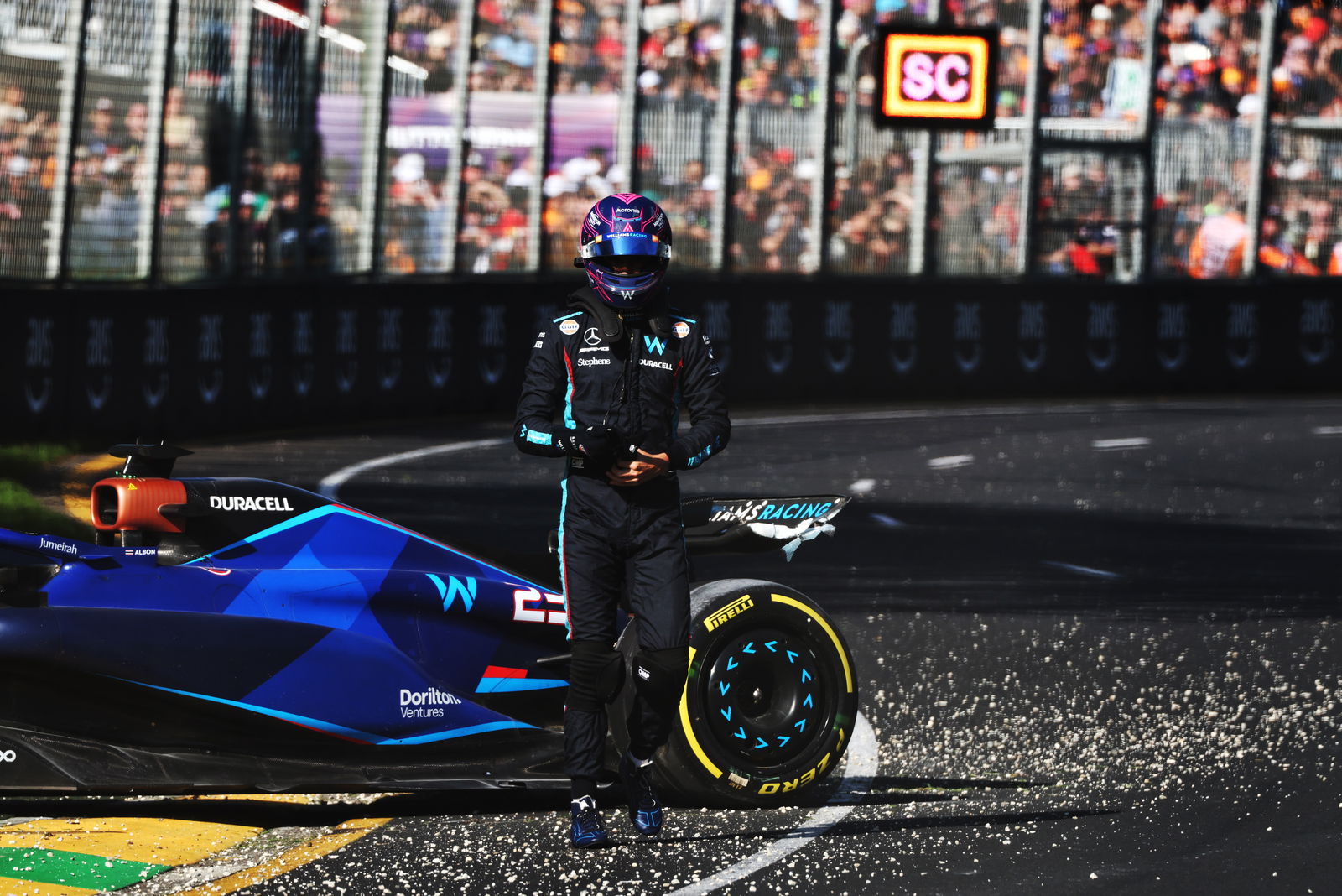 Russell retires from Australian GP with fiery engine issue