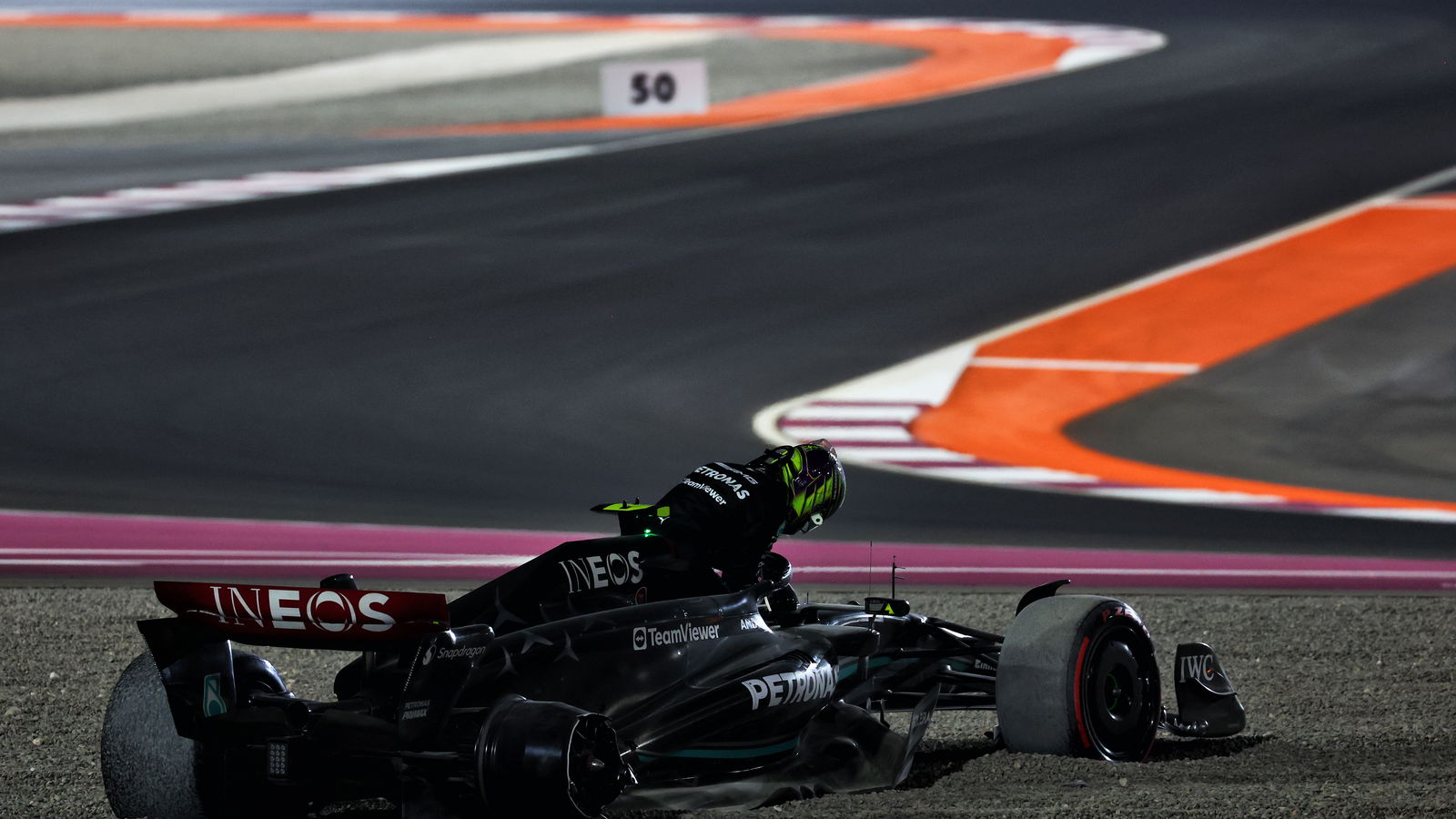 Disaster for Mercedes as Hamilton wiped out in first-lap crash with Russell 