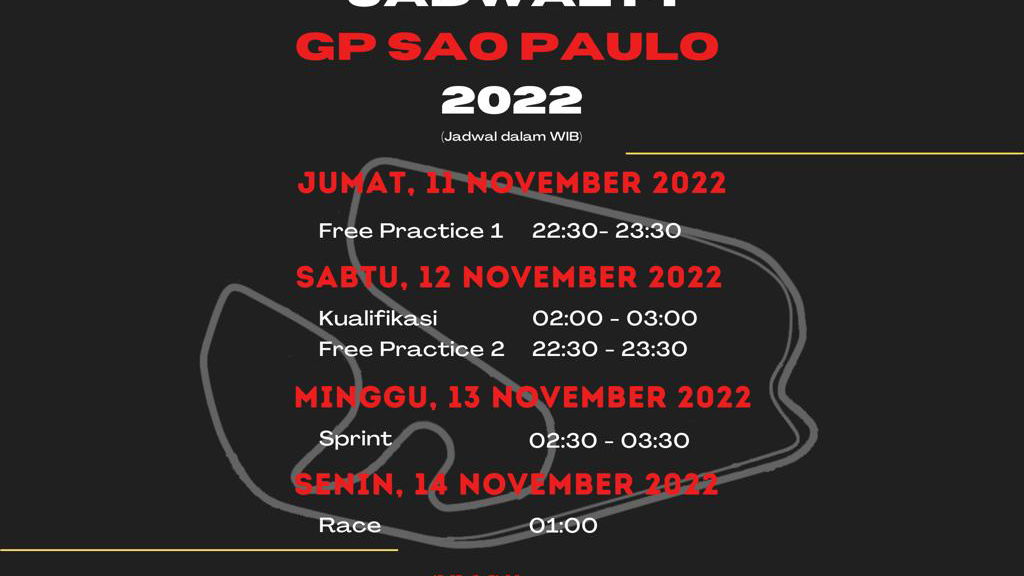 Schedule Sao Paulo Grand Prix (in Indonesian Time)