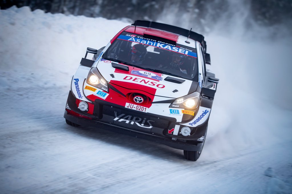 Kale Rovanpera with his Toyota Yaris WRC in action at WRC Arctic
