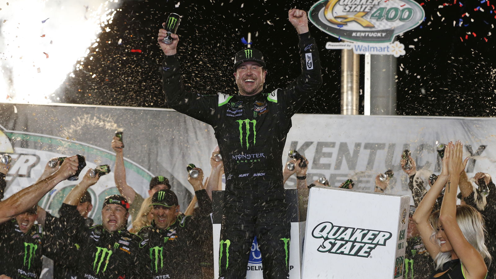 Kurt Busch victorious over brother Kyle in overtime finish at Kentucky