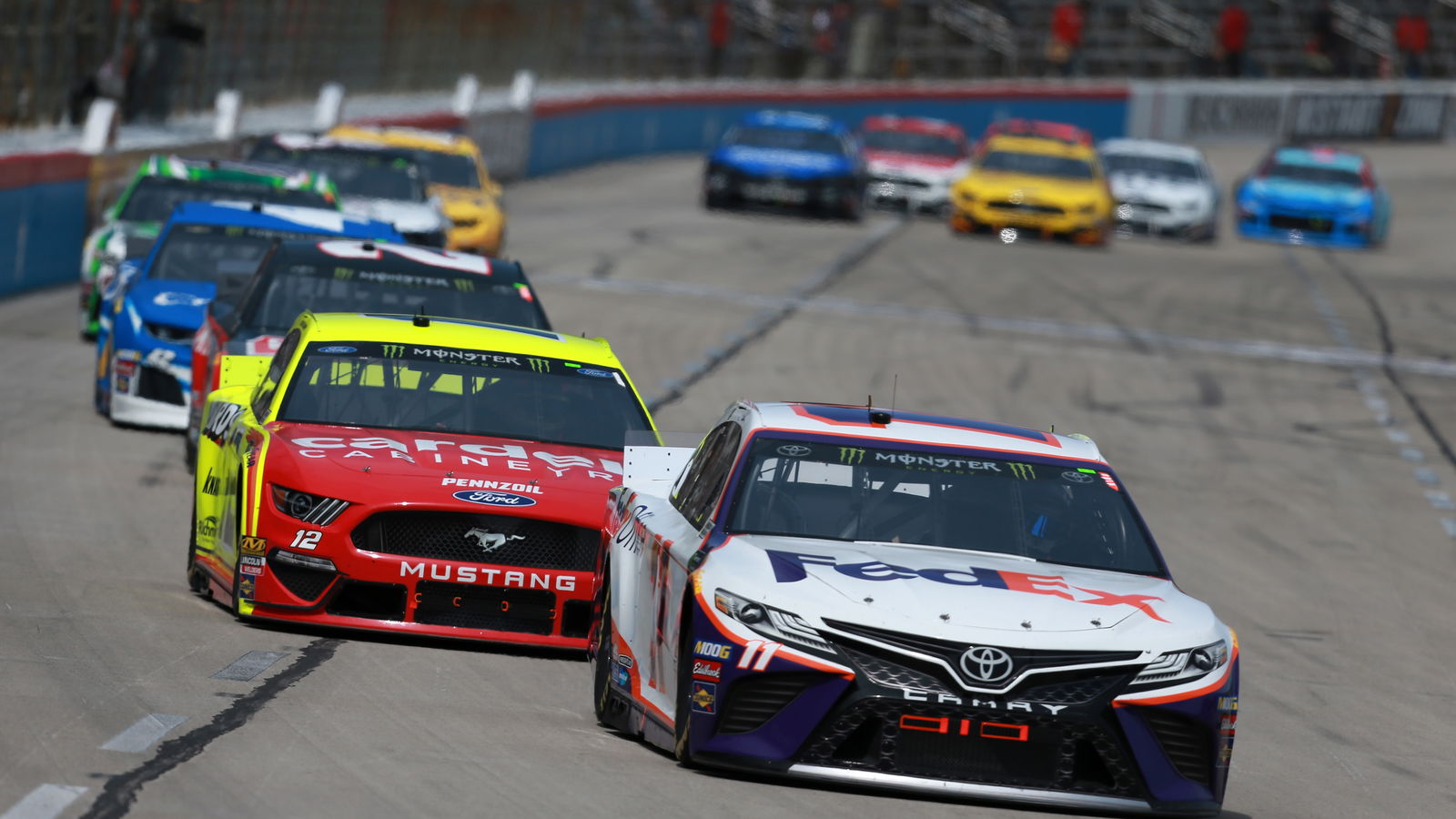 Fuel only stop vaults Denny Hamlin to win in Texas Stage 2