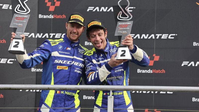 Valentino Rossi runner-up for first time on four wheels at Brands Hatch