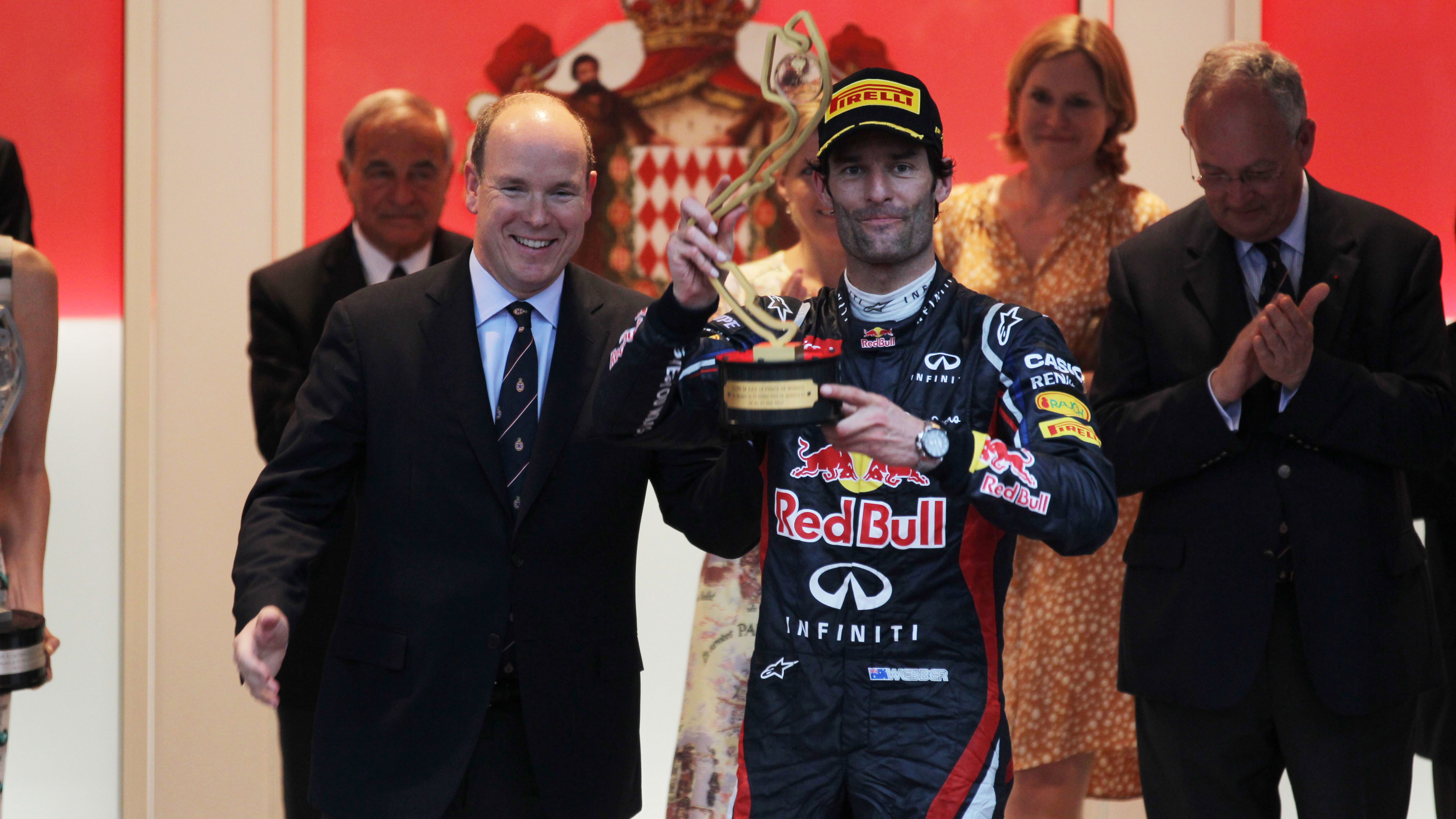 27.05.2012- Race, Mark Webber (AUS) Red Bull Racing RB8 race winner and S.A.S. Prince Albert II