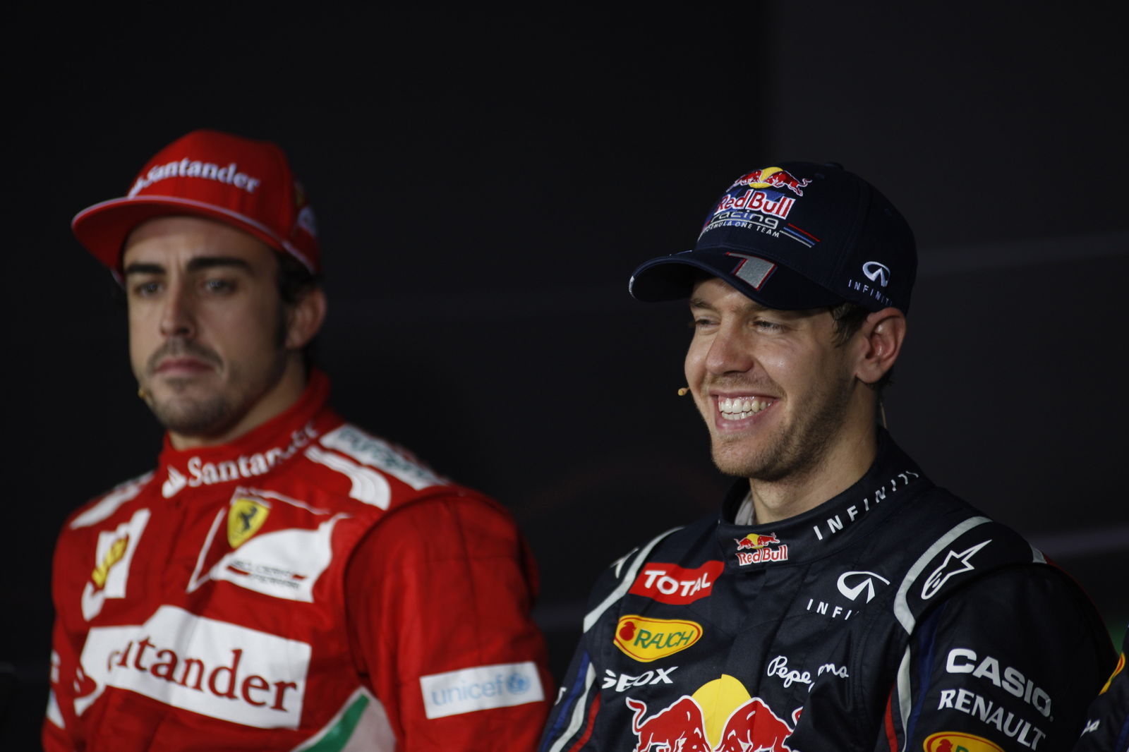 28.10.2012- Race, Press conference, Fernando Alonso (ESP) Scuderia Ferrari F2012 and Sebastian Vette
