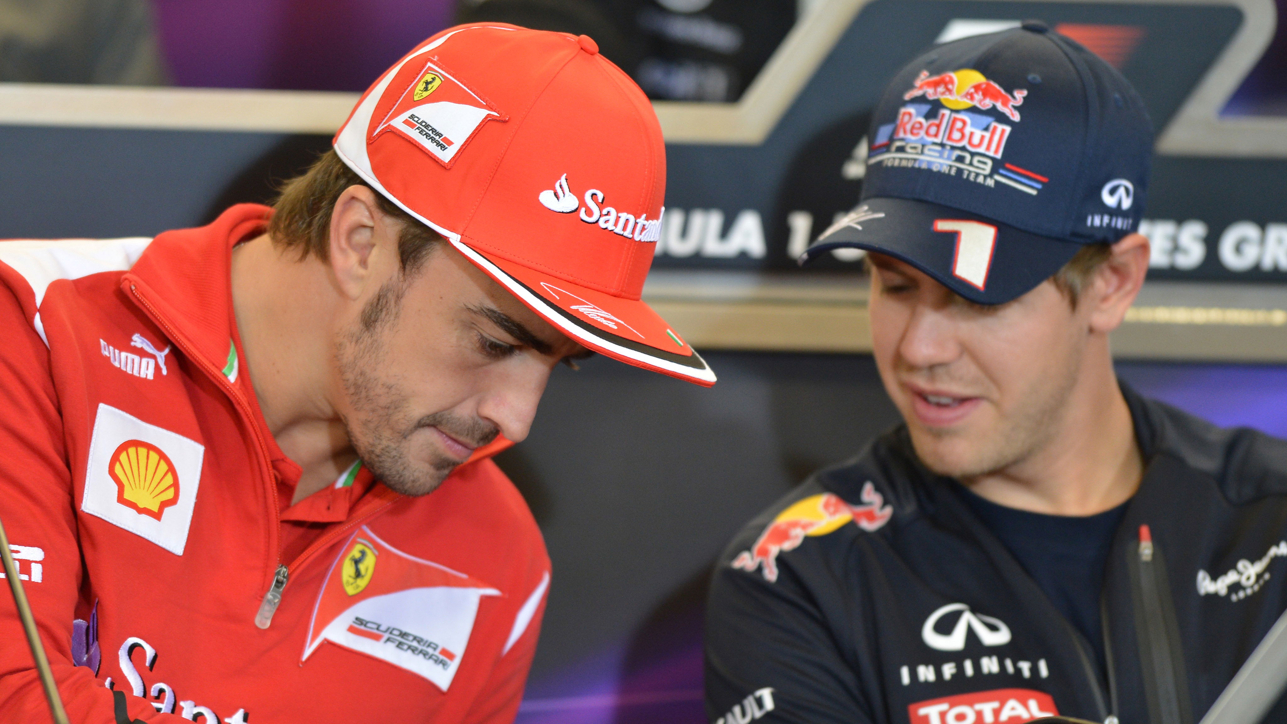 15.11.2012 - Press Conference: Fernando Alonso (ESP) Scuderia Ferrari F2012 and Sebastian Vettel (GE