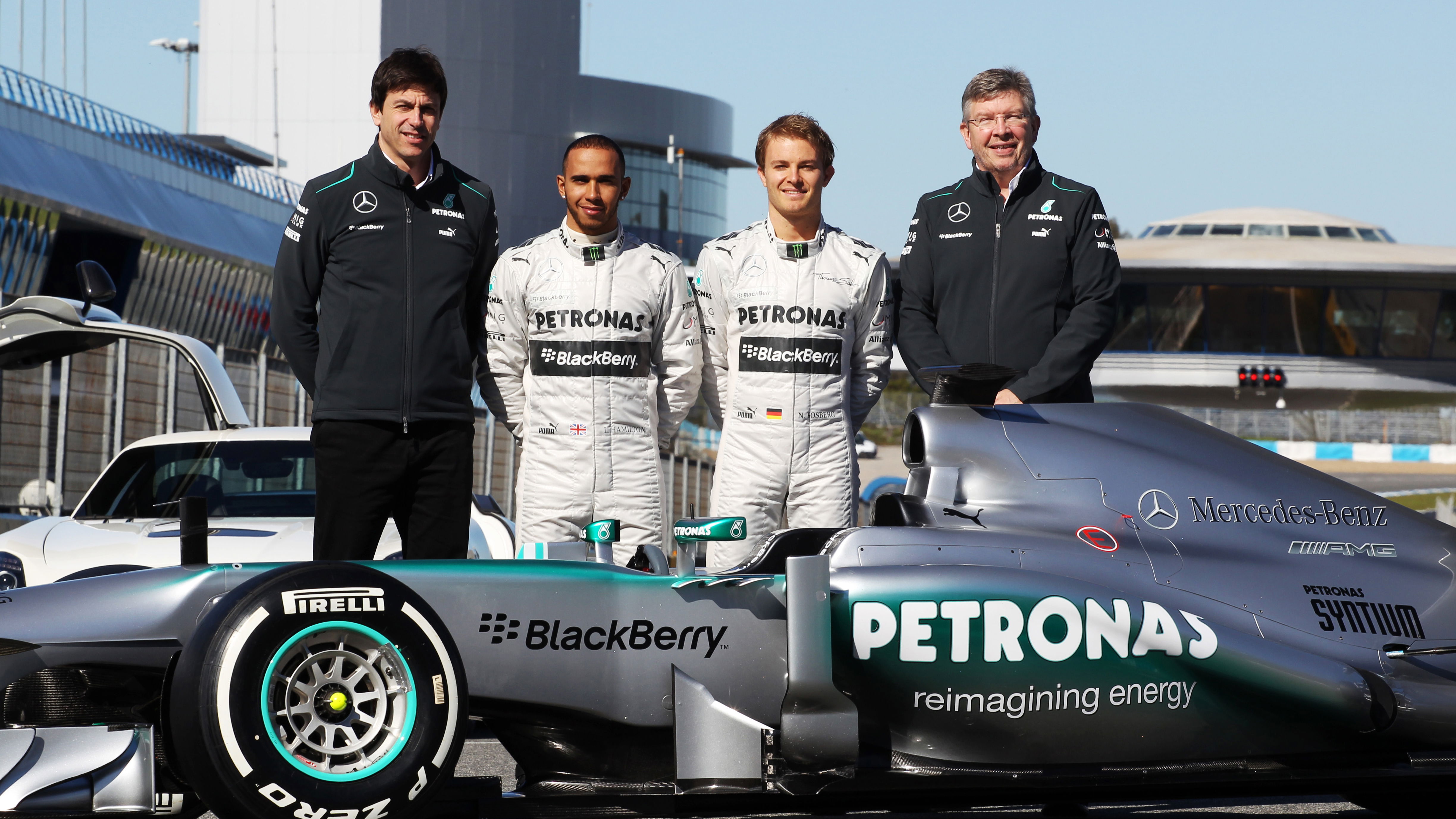 The new Mercedes AMG F1 W04 is unveiled (L to R): Toto Wolff (GER) Mercedes AMG F1 Shareholder and E
