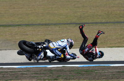 Checa and Melandri crash, Australian WSBK 2013, race 1