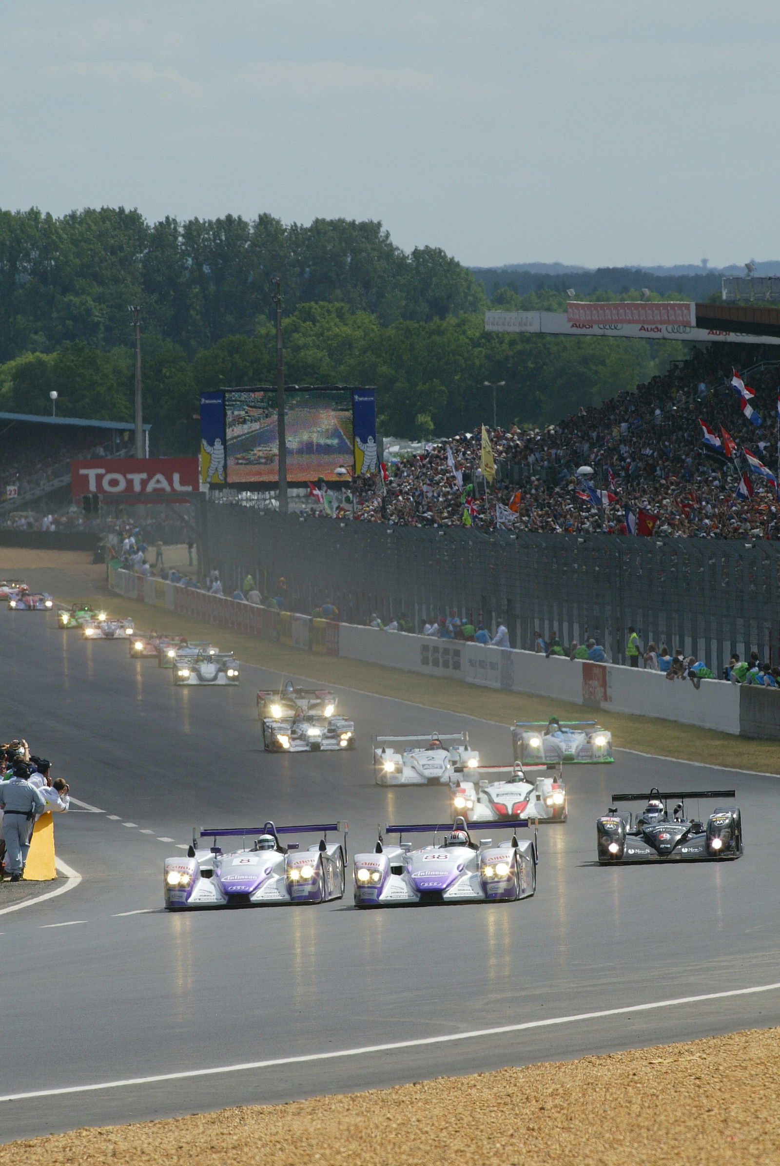 The Audi UK Team Veloqx R8s led from the start in Le Mans