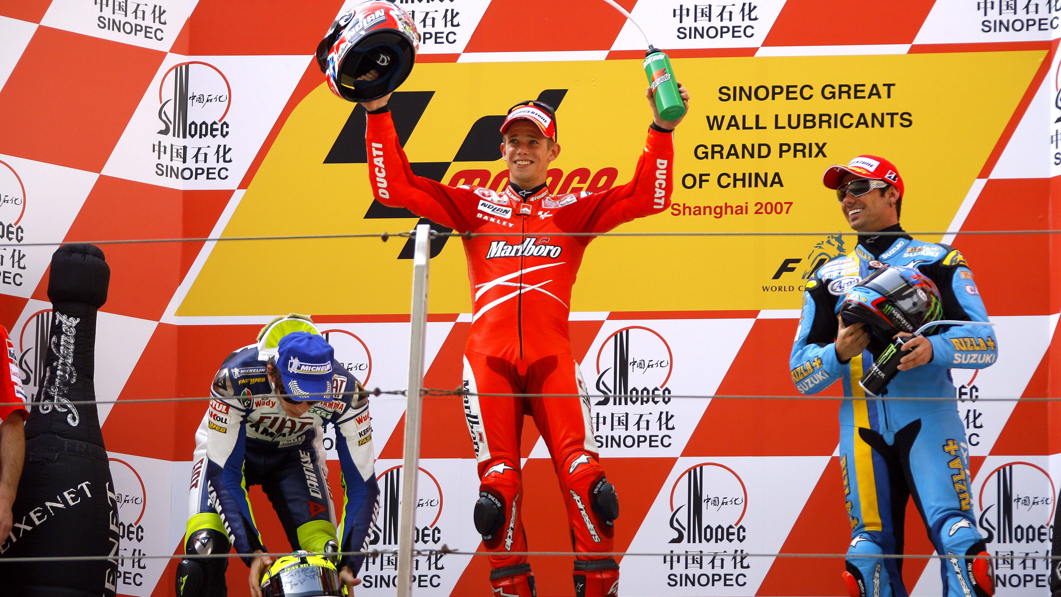 Stoner, Rossi, Hopkins, Chinese MotoGP 2007