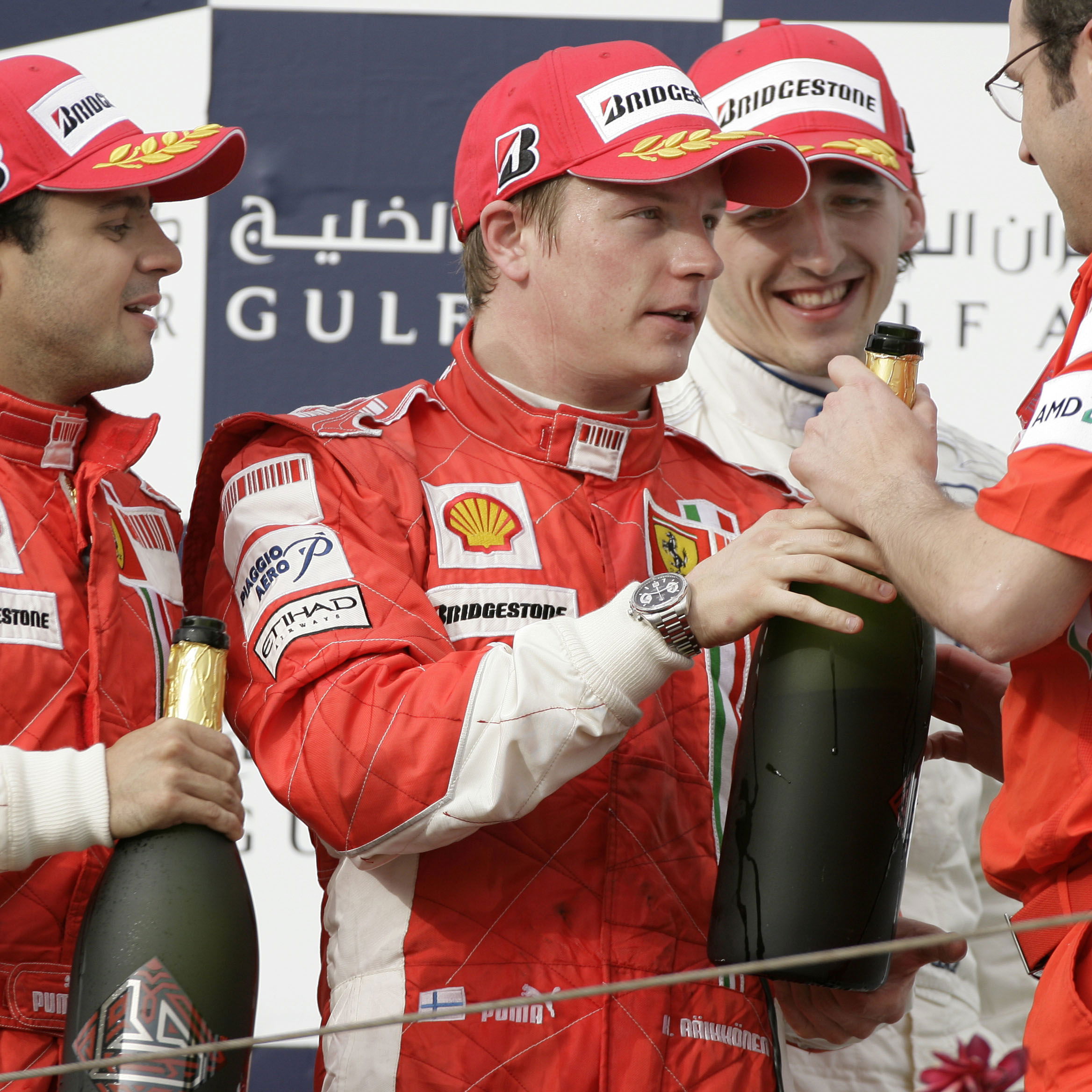 Felipe Massa (BRA) Ferrari F2008, Kimi Raikkonen (FIN) Ferrari F2008, Robert Kubica (POL) BMW Sauber