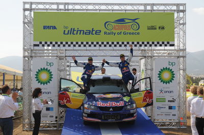 podium, Andreas Aigner (A) Klaus Wicha (D), Mitsubishi Lancer EVO 9, Red Bull Rallye Team