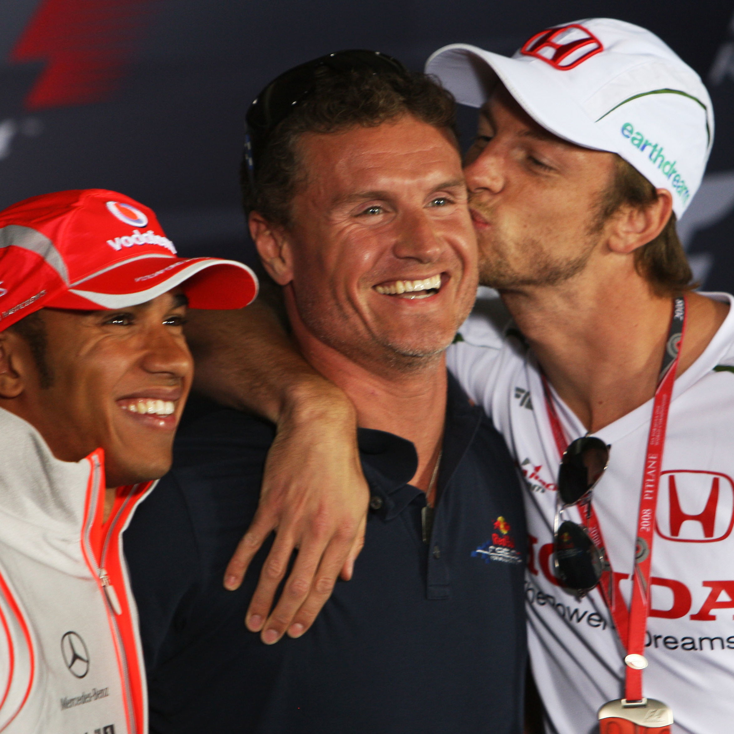 Lewis Hamilton (GBR) McLaren MP4-23, David Coulthard (GBR) Reb Bull RB4, Jenson Button (GBR) Honda R
