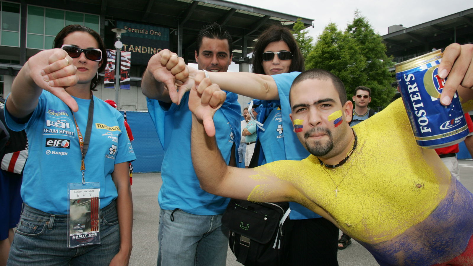 Angry fans show their displeasure after the Michelin teams withdrew from the United States Grand Pri