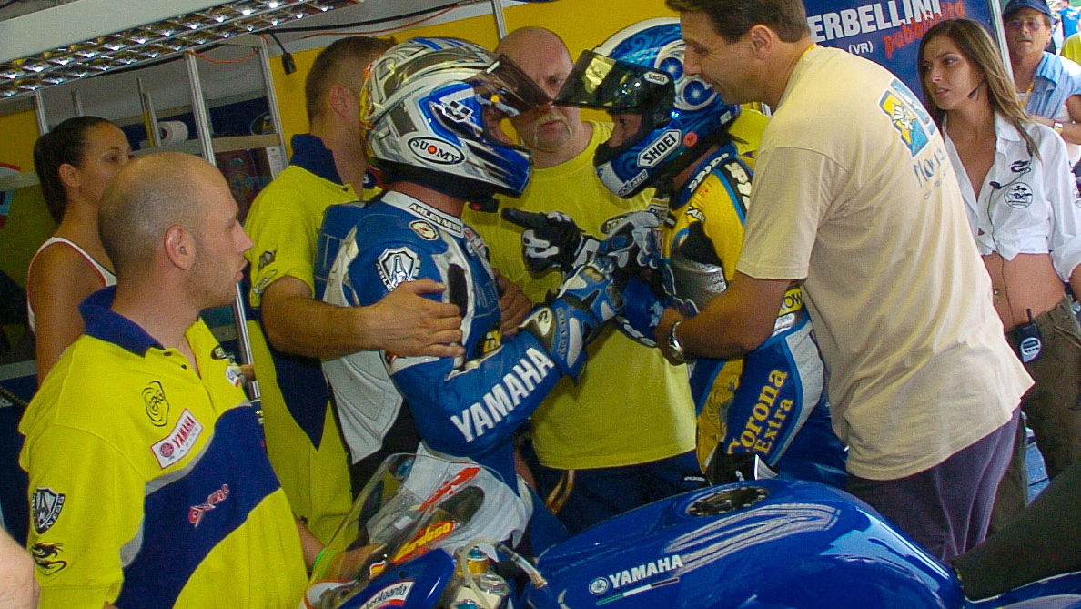 Cardoso and Kagayama Fight, WSBK Misano, 2005
