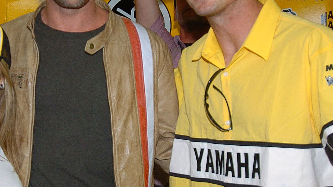 Brad Pitt and Edwards, U.S.MotoGP, 2005