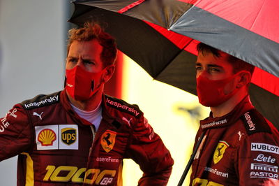 (L to R): Sebastian Vettel (GER) Ferrari with team mate Charles Leclerc (MON) Ferrari.